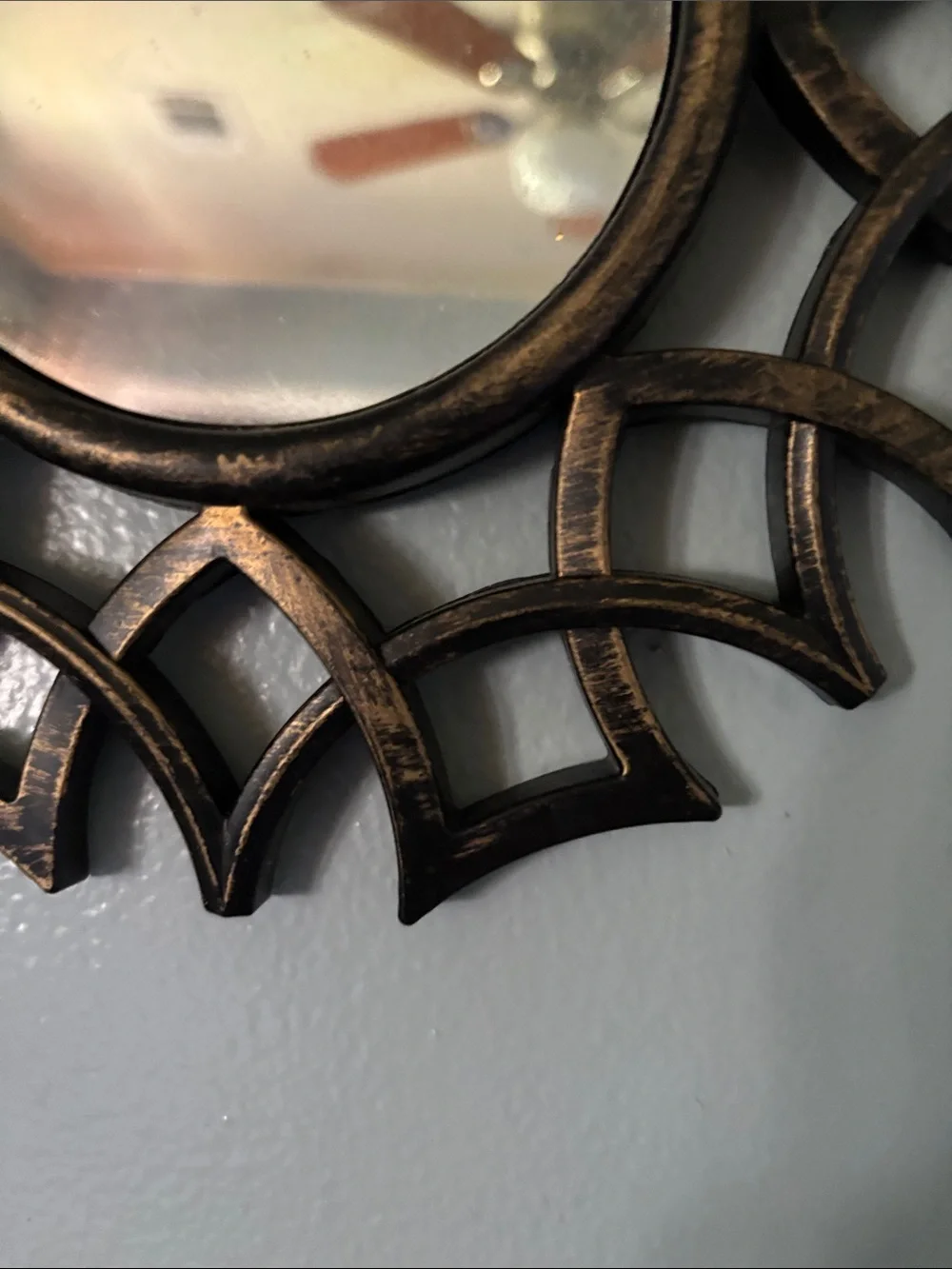 Ornate Sunburst Wall Mirror - Bronze Finish